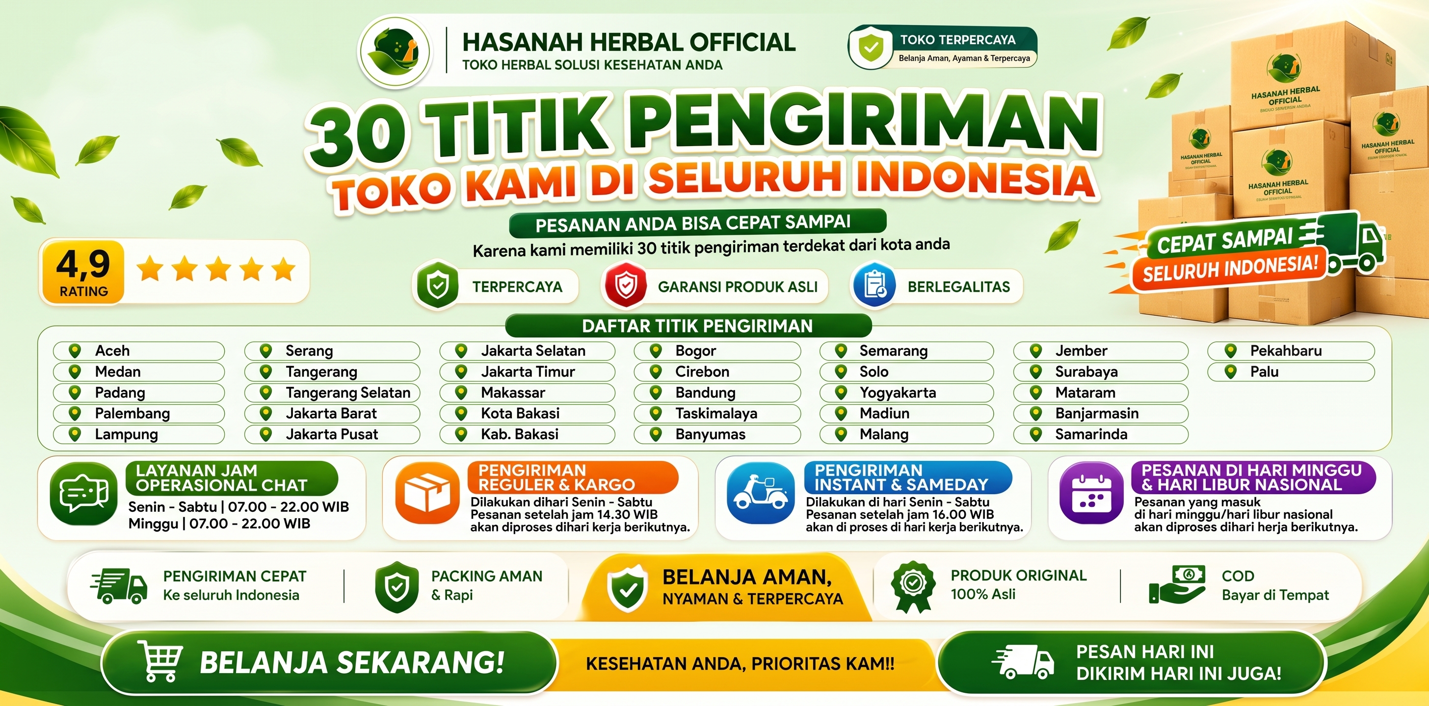 Banner titik pengiriman Hasanah Herbal