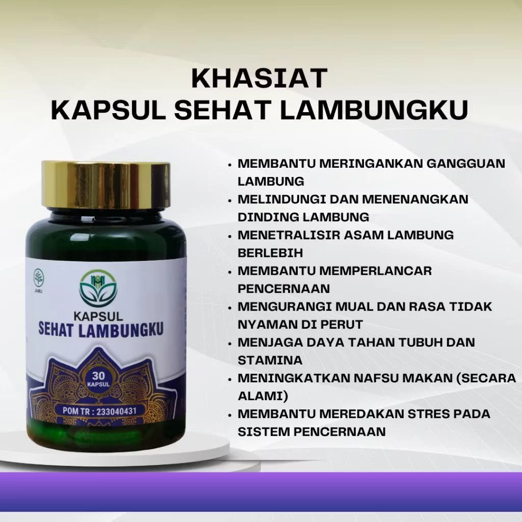 Kapsul Sehat Lambungku Asli 100% original Obat Herbal Asam Lambung Maag GERD Tukak Lambung Perih Mual Perut Kembung dan Mulas 4