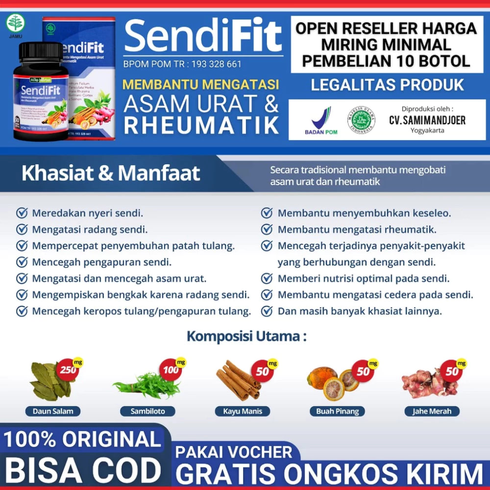 Sendifit Asli 100% Herbal Original Obat Asam Urat Rematik Nyeri Sendi Sakit Lutut Syaraf Saraf Kejepit Sakit Pinggang Punggung Kebas 3