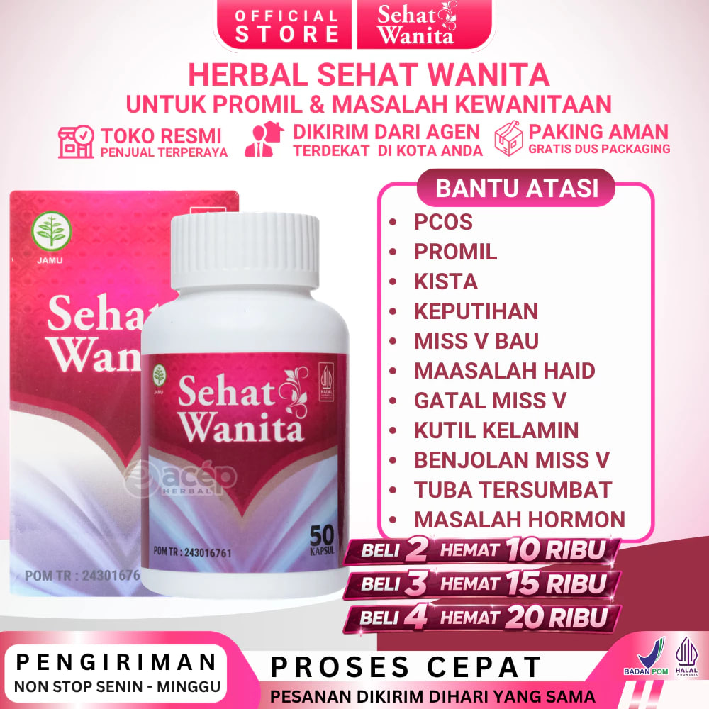 Sehat Wanita Original Isi 100 kapsul Untuk Membantu Atasi Masalah Kewanitaan dan Promil Obat Herbal Keputihan Haid Bau Gatal Benjolan
