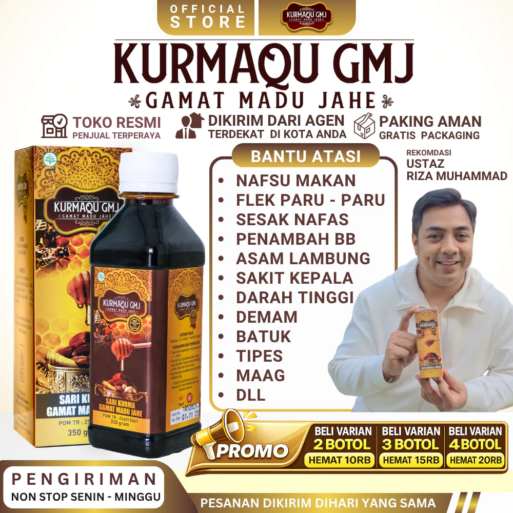 Sari Kurma Kurmaqu GMJ Asli 100% Original Obat Herbal Flek Paru Paru Asma Sesak Nafas Penambah Nafsu Makan Berat Badan Asam Lambung Maag Gerd Kolesterol Darah Tinggi Sakit Kepala Demam Batuk Berdahak Menahun Tipes Diabetes Stroke Ispa