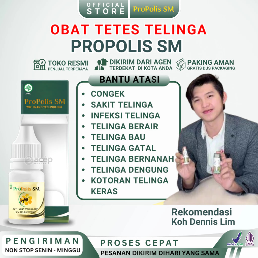 Obat Tetes Telinga Gatal Berair Budeg Berdengung Congek Bernanah dan Infeksi Telinga Herbal Propolis SM 2