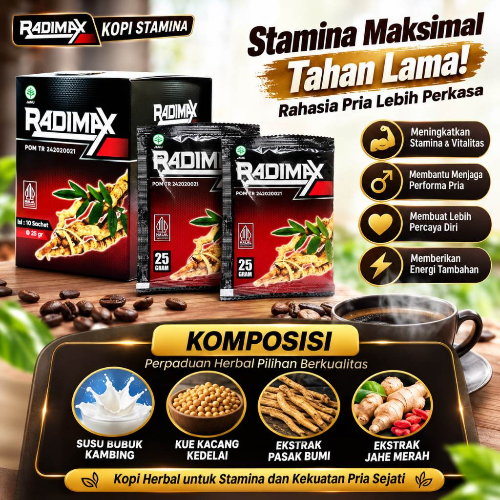 Kopi Radimax Minuman Instan Stamina Herbal Tahan Lama 1 box 10 sachet kopi kuat ranjang 2