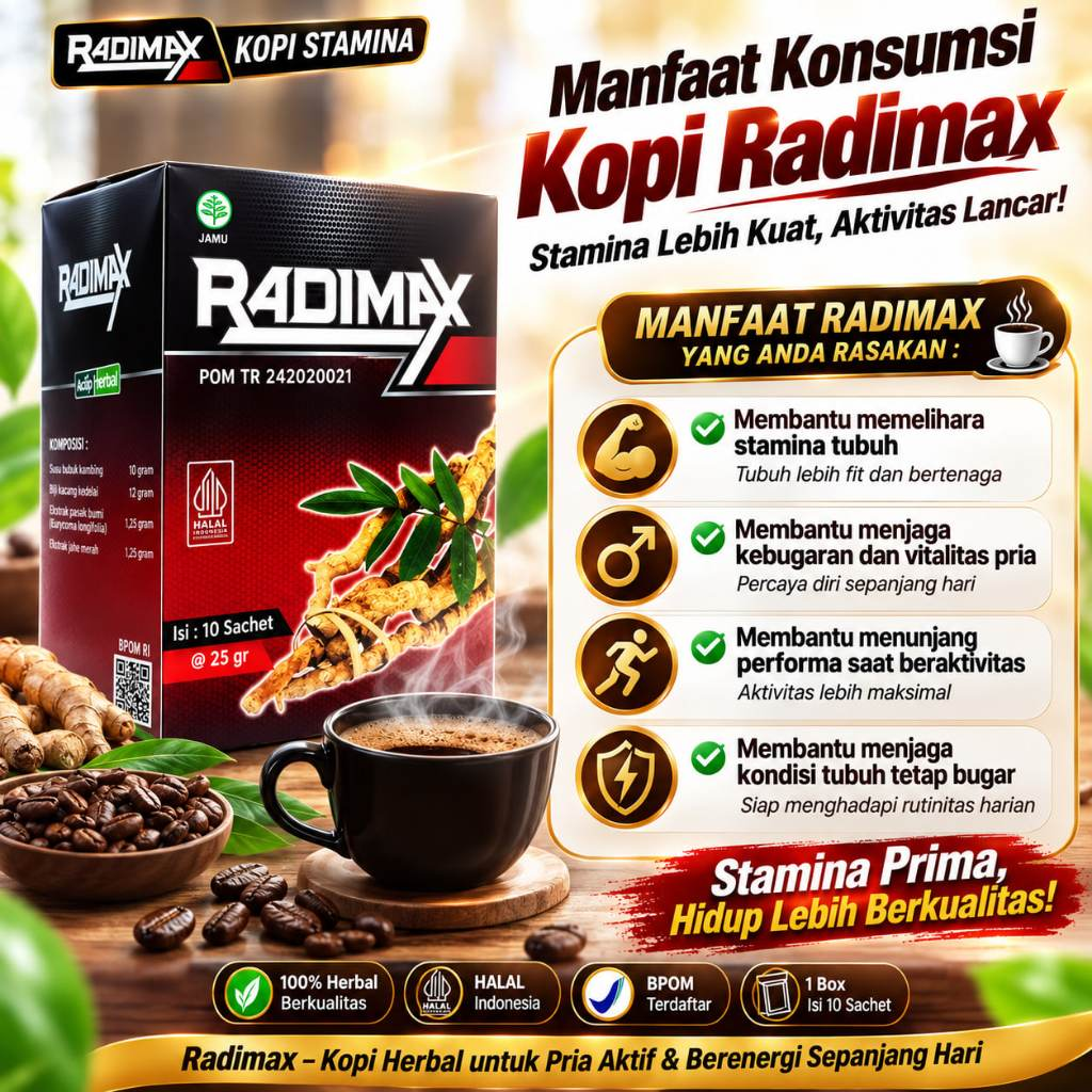 Kopi Radimax Minuman Instan Stamina Herbal Tahan Lama 1 box 10 sachet kopi kuat ranjang 3
