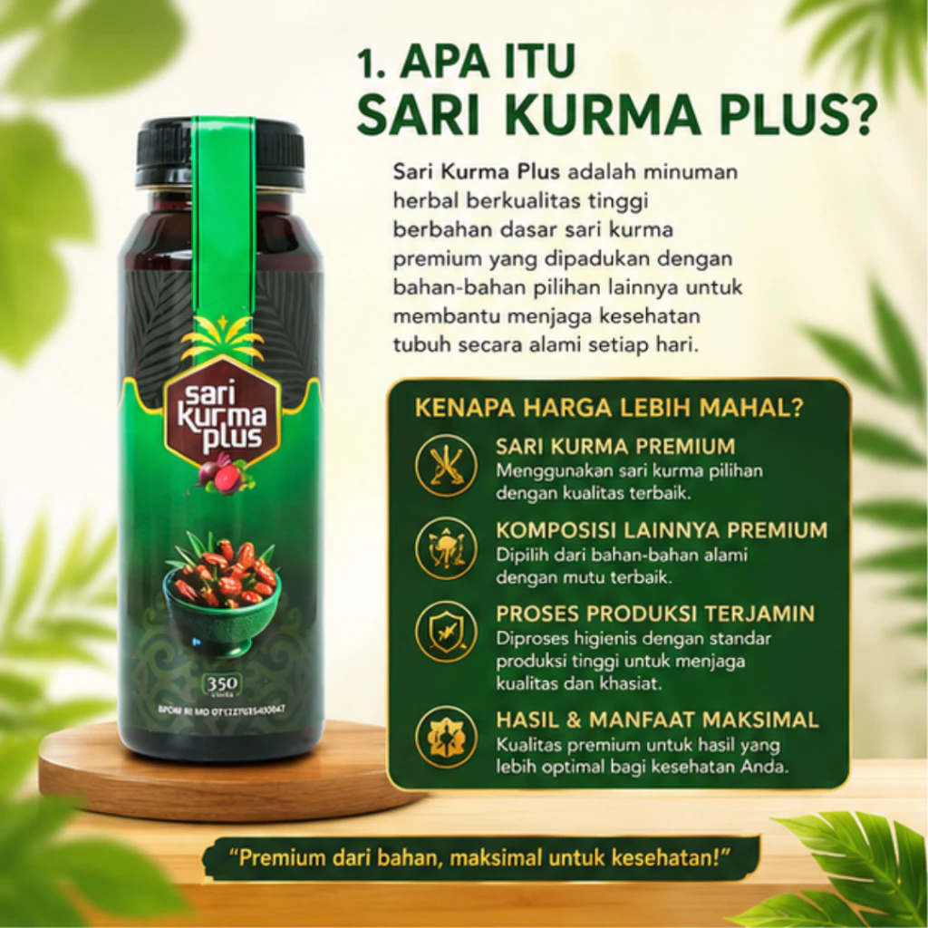 Sari Kurma Plus  Asli 100% Original Obat Herbal Penambah Nafsu Makan Berat Badan Asam Lambung Maag Gerd Flek Paru Paru Asma Sesak Nafas Kolesterol Darah Tinggi Sakit Kepala Demam Batuk Berdahak Menahun Tipes Diabetes Stroke Ispa 2