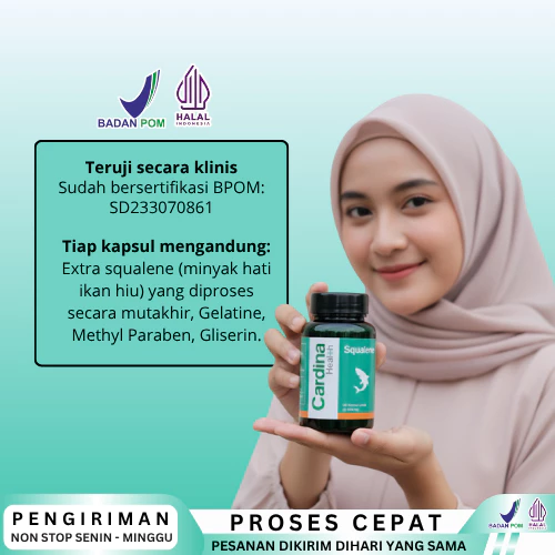 Minyak Ikan Cardina Health Squalene Softgel Omega 3 Fish Oil Untuk Anak dan Dewasa Obat Herbal Multikhasiat Bantu Atasi Nyeri Sendi Lutut Asam Urat Rematik Darah Tinggi Vitamin Otak Maag Asam Lmbung Sakit Perut Anti Oksidan 6